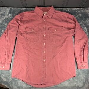 L.L. Bean Long Sleeve Button Up Work Shirt Mens Size L Washed Red/Pink